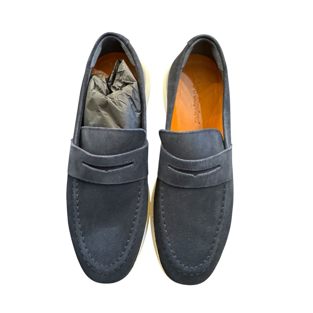 Wolf and Shepherd Crossover Penny Loafer Shoes Size 7.5 Blue White Slip On